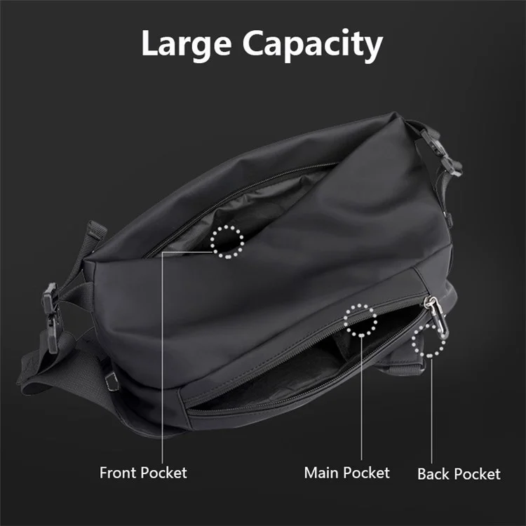 HAOSHUAI 1100-25# Wasserdichter Nylon-Brustbeutel Herren Umhängetasche für Sport, Reisen und Arbeit - Dunkelblau