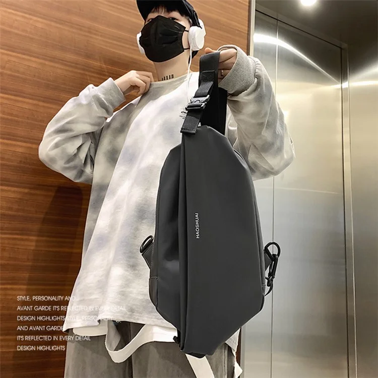 HAOSHUAI 1100-25# Wasserdichter Nylon-Brustbeutel Herren Umhängetasche für Sport, Reisen und Arbeit - Grau