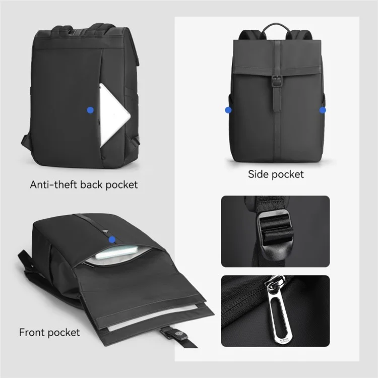 MARK RYDEN MR2011-L Men's Laptop Storage Bag Shoulders Backpack Oxford Cloth+PU Travel Bag Business Backpack