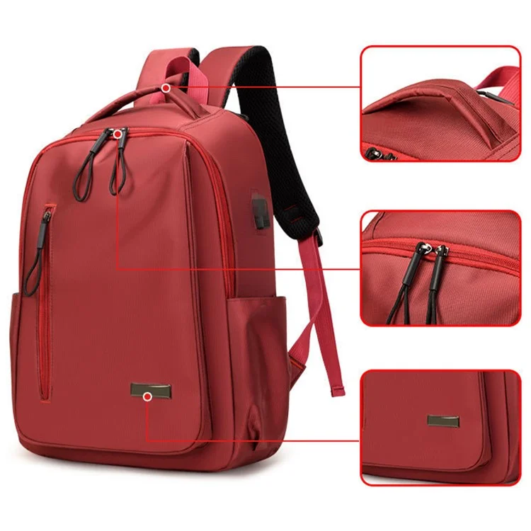 Lässiger Rucksack Laptop-Tagesrucksack Buchbeutel Schul- und Reiseschuler Umhängetasche - Rot