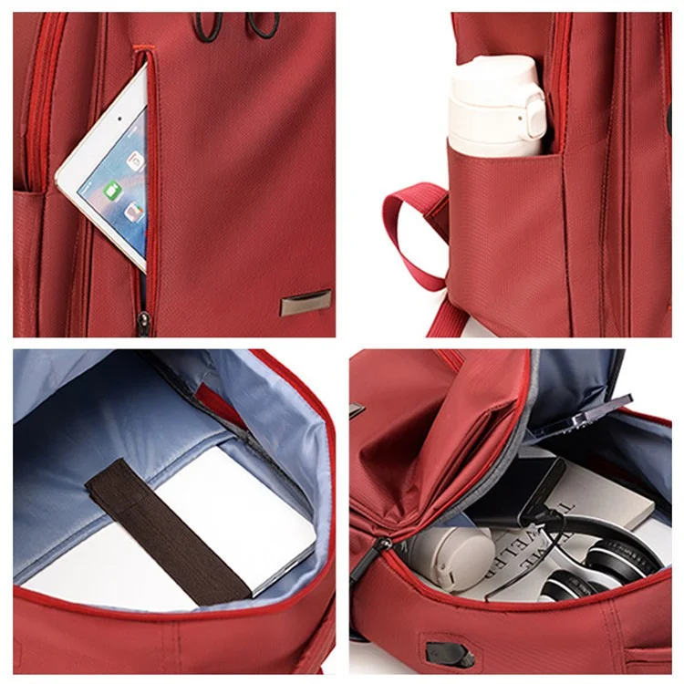 Lässiger Rucksack Laptop-Tagesrucksack Buchbeutel Schul- und Reiseschuler Umhängetasche - Rot