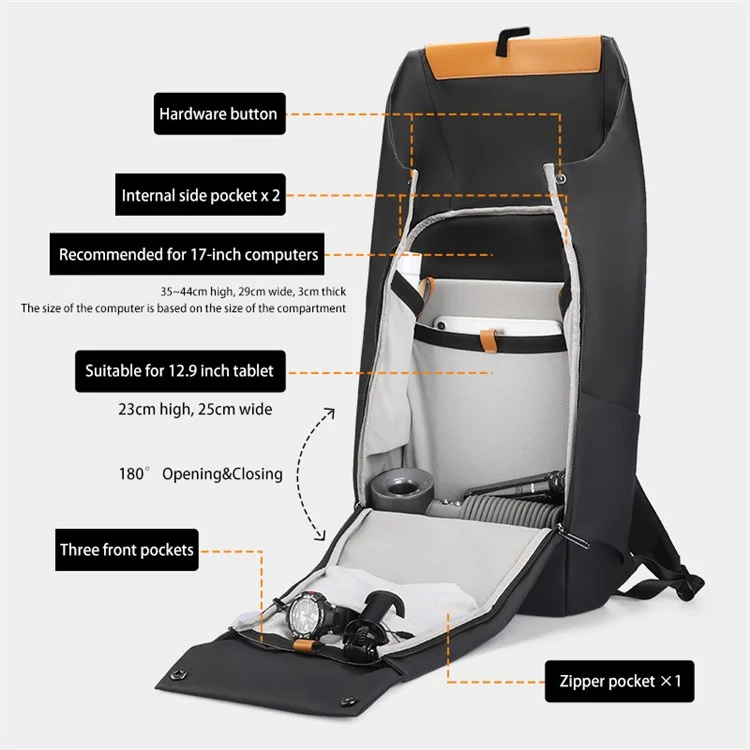MARK RYDEN MR2975 Business Men Oxford Cloth Waterproof Backpack Laptop Storage Travel Daypack