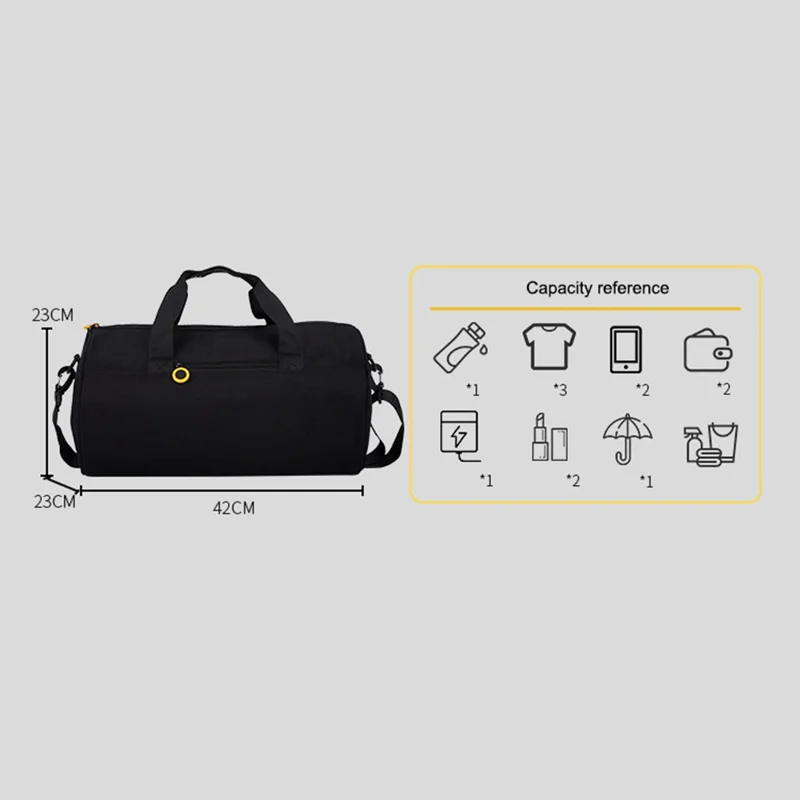 Duffel Bag Nylon Oxford Cloth Waterproof Cross-body Shoulder Cylinder Bag Large Capacity Handbag, Size: L - Yellow