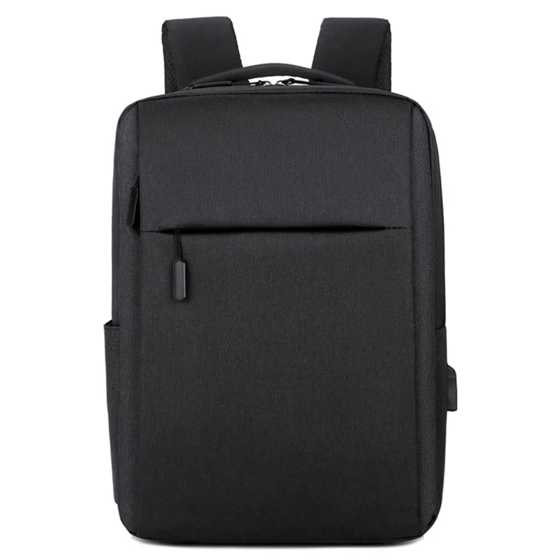 Casual Nylon Oxford Cloth Backpack Waterproof Laptop Dual Shoulders Bag with USB Port - Black