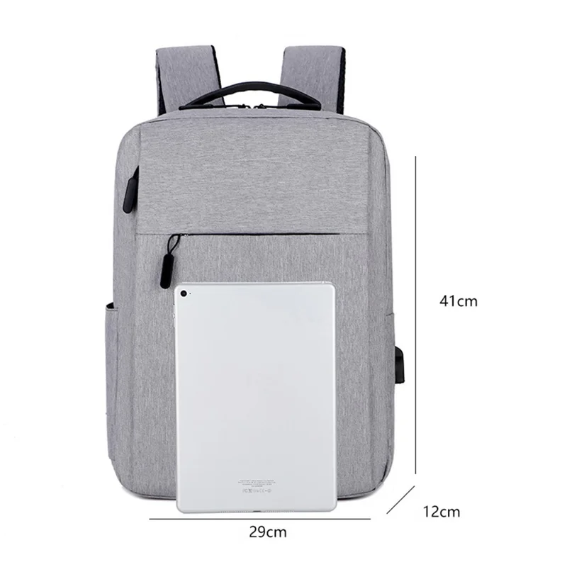 Casual Nylon Oxford Cloth Backpack Waterproof Laptop Dual Shoulders Bag with USB Port - Black