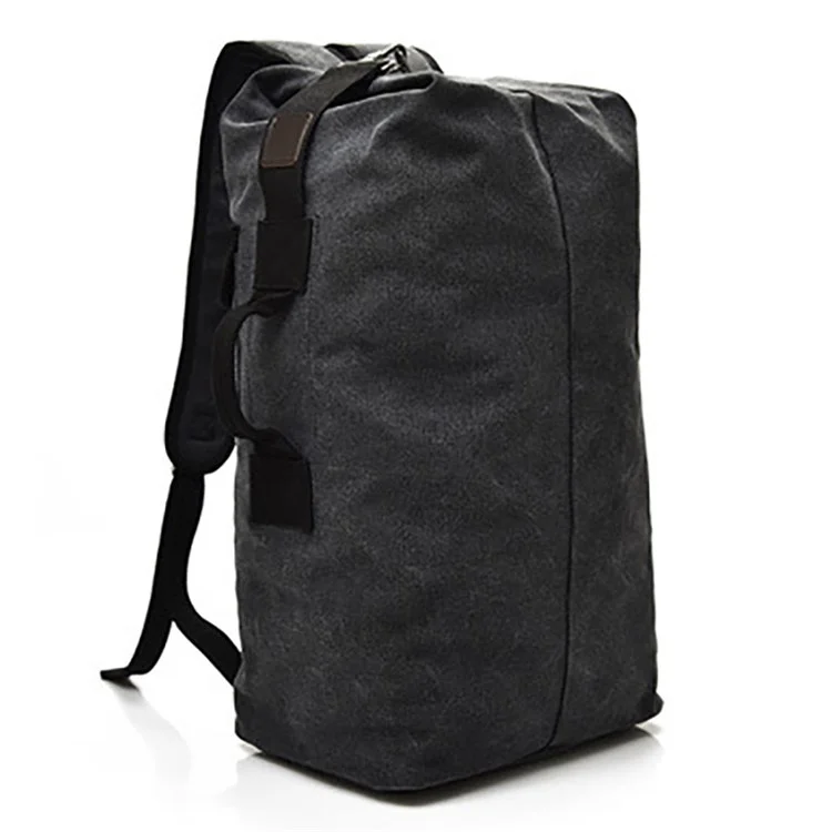 Outdoor Travel Camping Men Backpack Rucksack Canvas Luggage Bag, Size S: 45x26x20cm - Black
