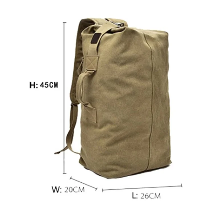 Outdoor Travel Camping Men Backpack Rucksack Canvas Luggage Bag, Size S: 45x26x20cm - Black