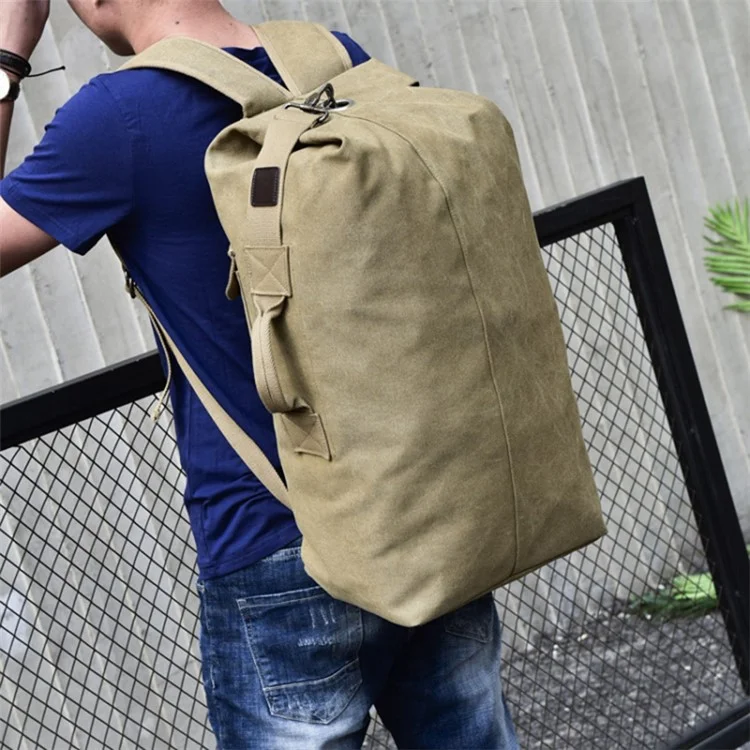 Outdoor Travel Camping Men Backpack Rucksack Canvas Luggage Bag, Size S: 45x26x20cm - Black