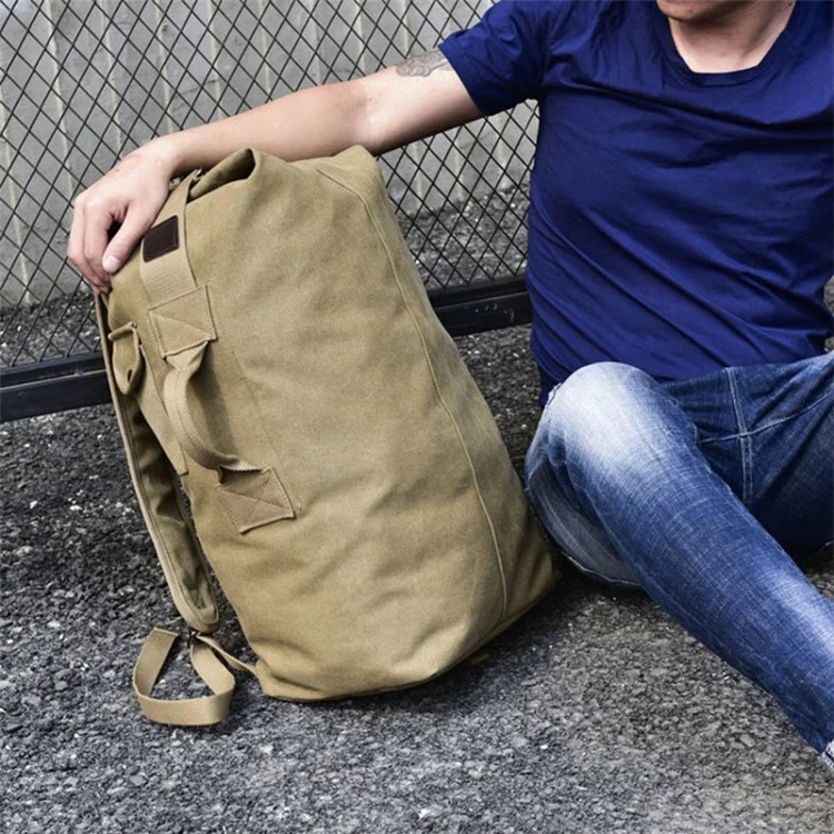 Outdoor Travel Camping Men Backpack Rucksack Canvas Luggage Bag, Size S: 45x26x20cm - Black