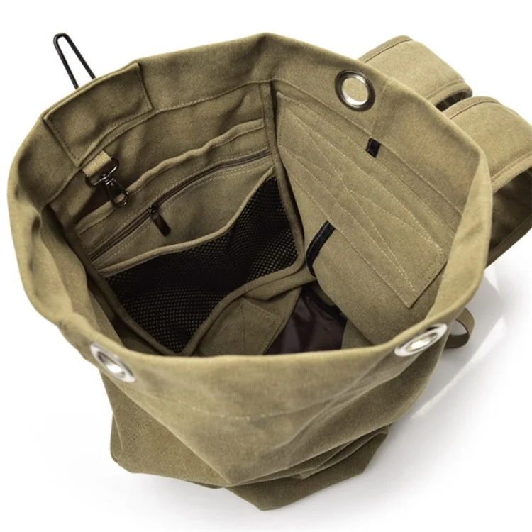 Outdoor Travel Camping Men Backpack Rucksack Canvas Luggage Bag, Size S: 45x26x20cm - Black
