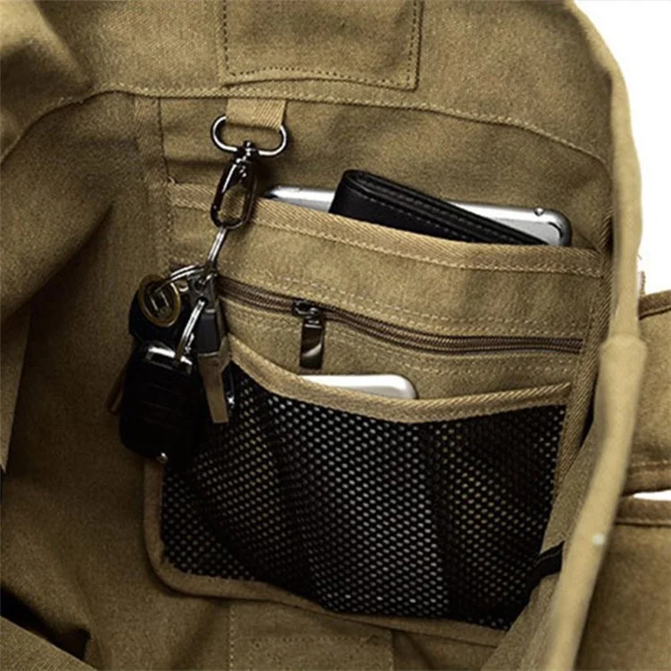 Outdoor Travel Camping Men Backpack Rucksack Canvas Luggage Bag, Size S: 45x26x20cm - Black