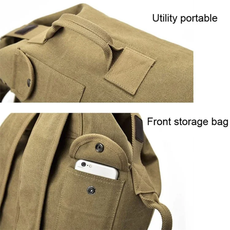 Outdoor Travel Camping Men Backpack Rucksack Canvas Luggage Bag, Size S: 45x26x20cm - Black