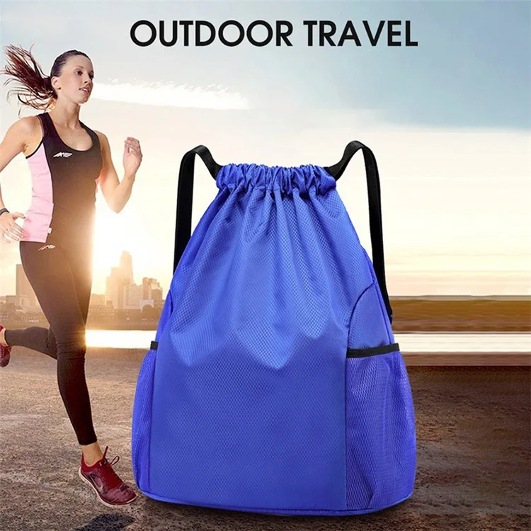 Oxford Cloth Backpack Drawstring Sports Storage Bag Large Capacity Basketball Carry Portable Pouch, Size: S - Sapphire