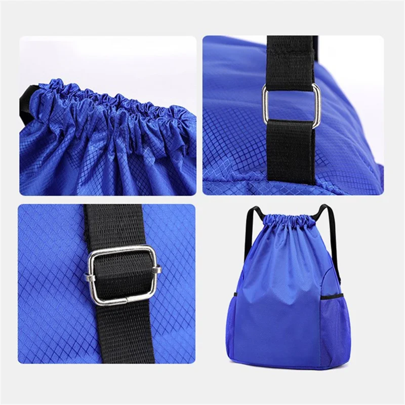 Oxford Cloth Backpack Drawstring Sports Storage Bag Large Capacity Basketball Carry Portable Pouch, Size: S - Sapphire