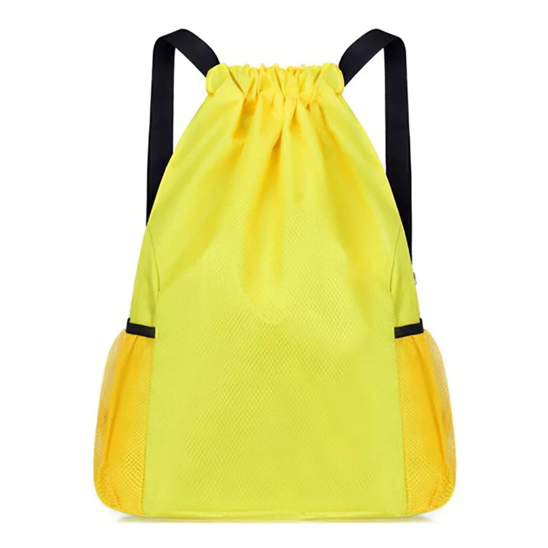 Oxford Cloth Backpack Drawstring Sports Storage Bag Large Capacity Basketball Carry Portable Pouch, Size: S - Yellow