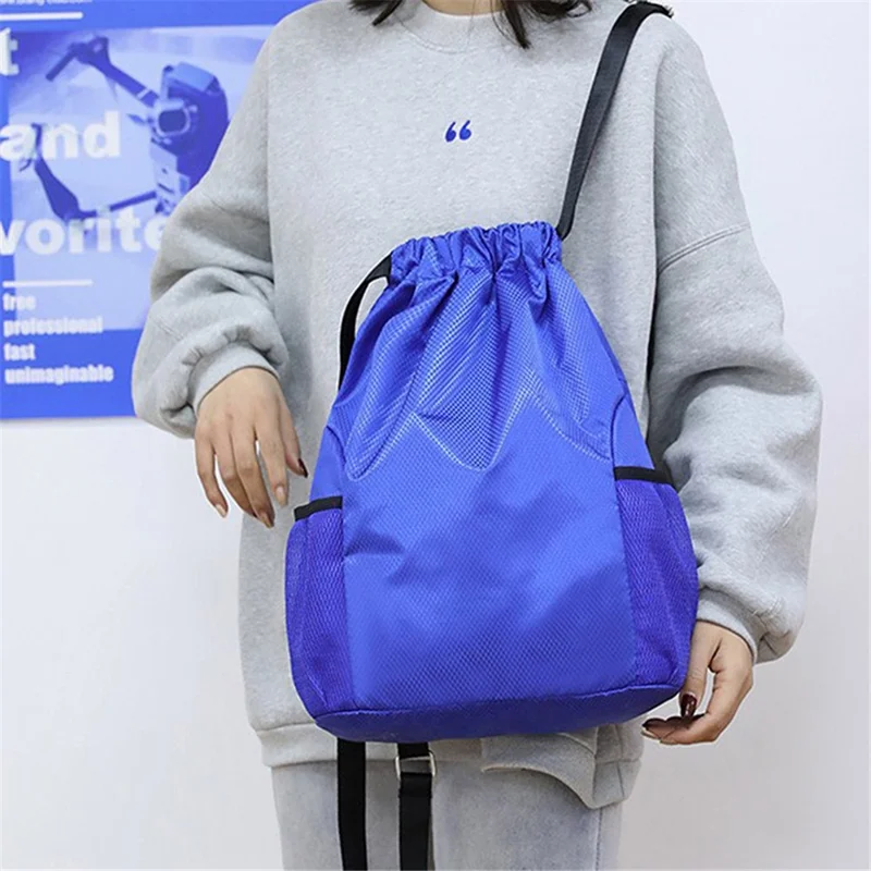 Oxford Cloth Backpack Drawstring Sports Storage Bag Large Capacity Basketball Carry Portable Pouch, Size: S - Yellow