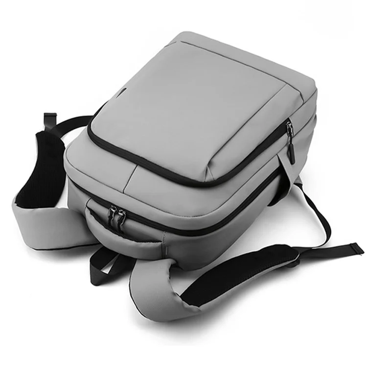 Mochila de Viaje Informal para Hombres Mochila de Nailon con Puerto de Carga USB - Gris