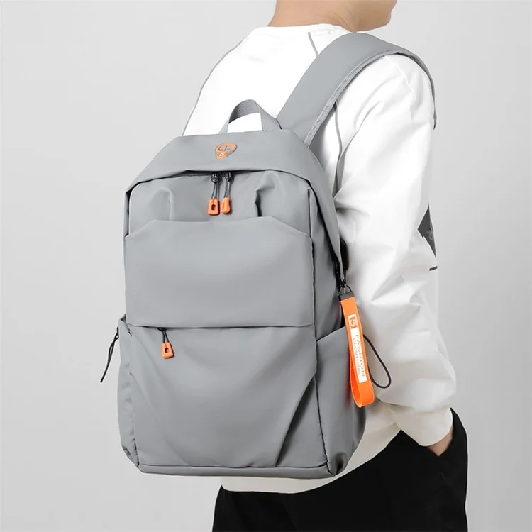 Рюкзак для бизнес-casual мужской Oxford Cloth Laptop Shoulder Bag Schoolbag с портом USB для зарядки - Серый