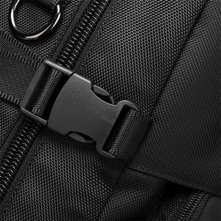 MINGLU 2070 Wasserdichter Oxford-Tuch-Schultertasche Laptop-Aufbewahrungsrucksack Großer 56-75L-Tagesrucksack mit Trocken-Nass-Trennung-Design - Schwarz