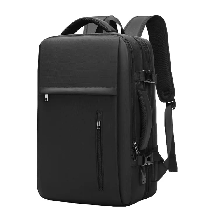 MINGLU 1055 Polyester+Oxford Cloth Laptop Backpack USB Port Outside Travel Bag Expandable Capacity Shoulders Bag