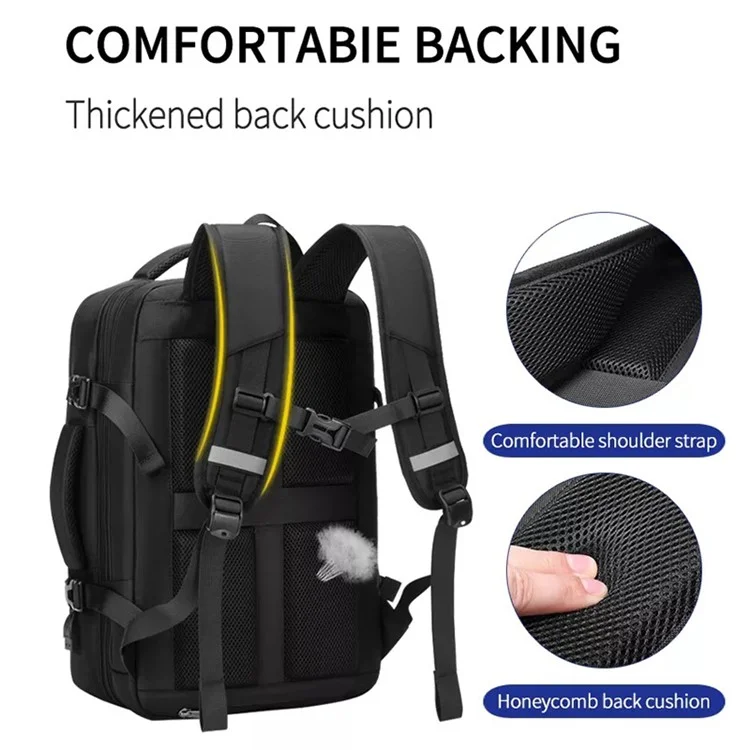 MINGLU 1055 Polyester+Oxford Cloth Laptop Backpack USB Port Outside Travel Bag Expandable Capacity Shoulders Bag