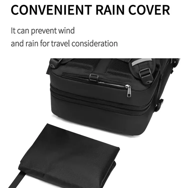 MINGLU 1055 Polyester+Oxford Cloth Laptop Backpack USB Port Outside Travel Bag Expandable Capacity Shoulders Bag