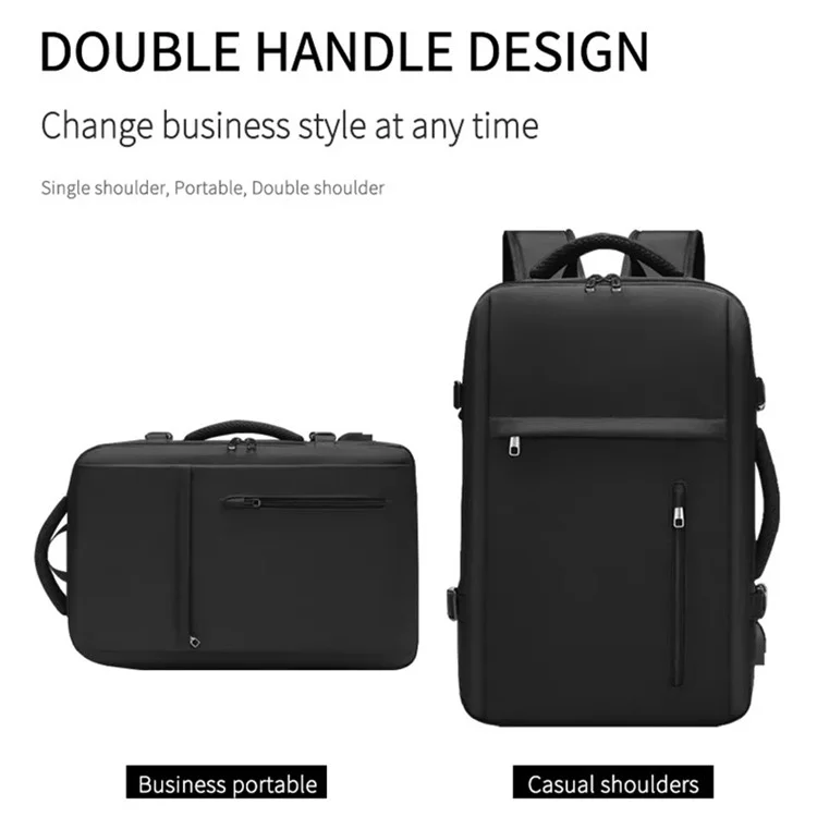 MINGLU 1055 Polyester+Oxford Cloth Laptop Backpack USB Port Outside Travel Bag Expandable Capacity Shoulders Bag