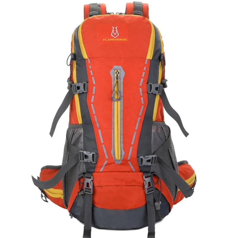 FLAMEHORSE Outdoor Climbing Camping Hiking Rucksack Men Nylon Travel Backpack - Orange