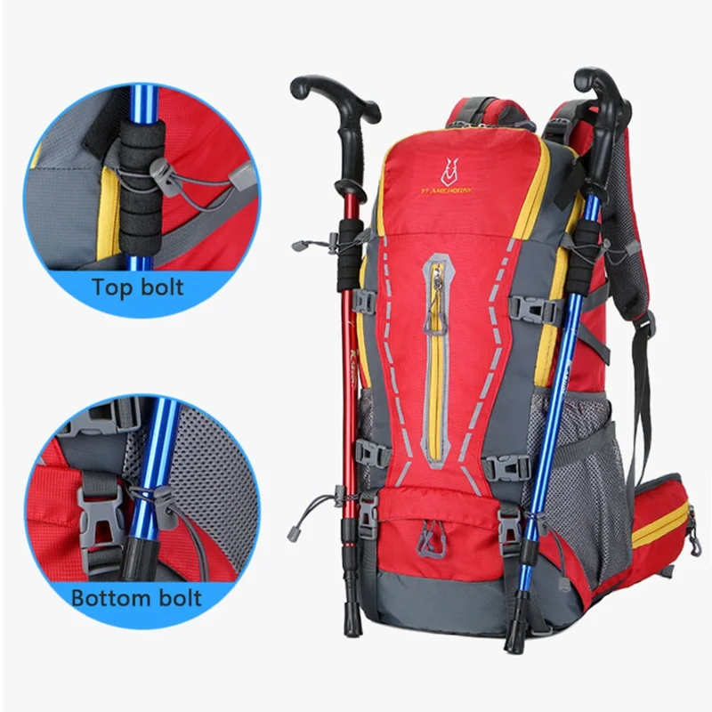 FLAMEHORSE Outdoor Climbing Camping Hiking Rucksack Men Nylon Travel Backpack - Orange