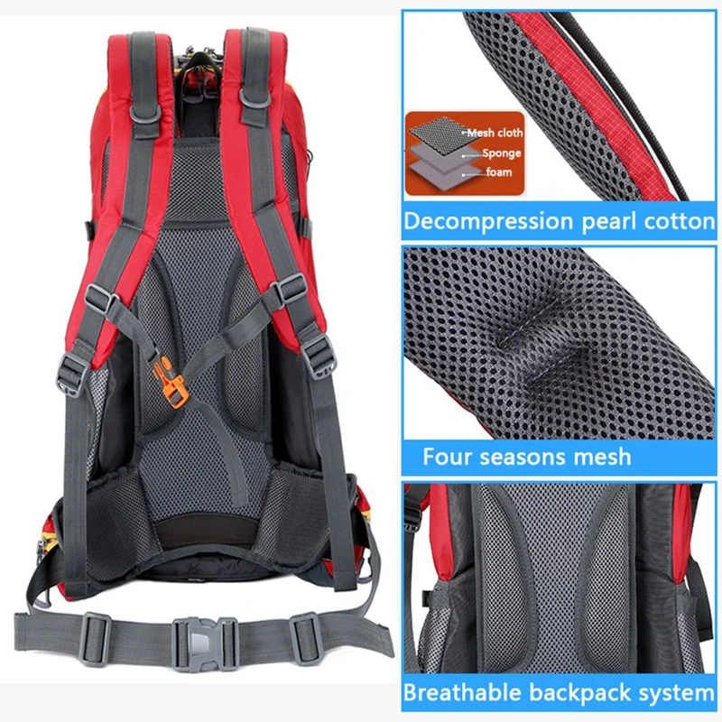 FLAMEHORSE Outdoor Climbing Camping Hiking Rucksack Men Nylon Travel Backpack - Orange