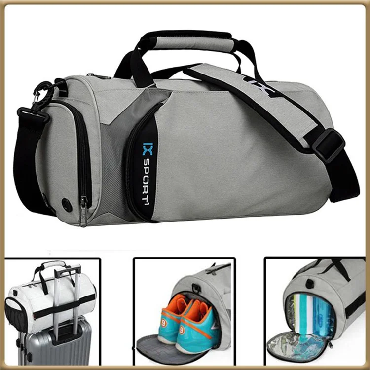 OUTDOOR INOXTO Polyester Gym Bag Trocknen und Feuchten Abteilungstasche Sportduffel Kurzurlaub Campingtasche - Schwarz