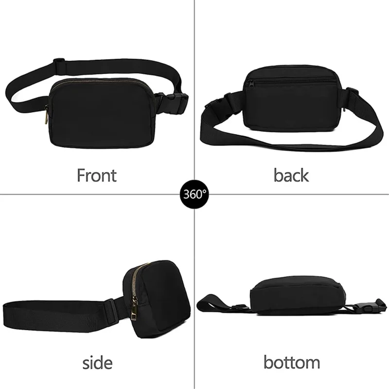 Stylish Men Women Nylon Waterproof Chest Waist Bag Sport Casual Crossbody Bag - Black