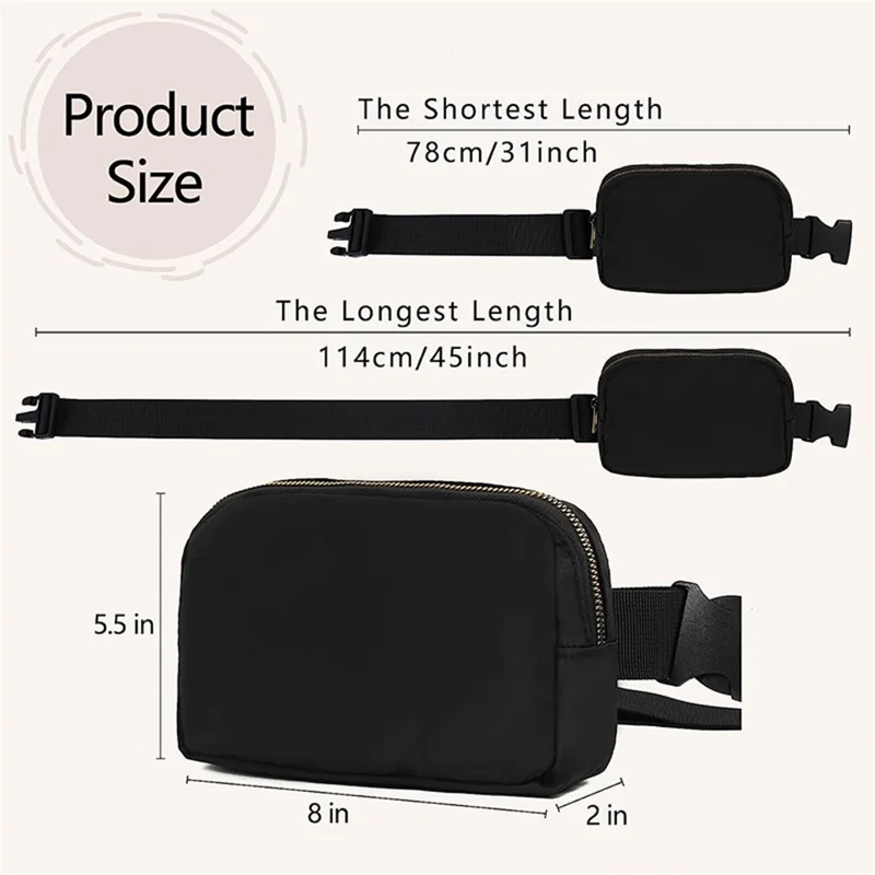 Stylish Men Women Nylon Waterproof Chest Waist Bag Sport Casual Crossbody Bag - Black
