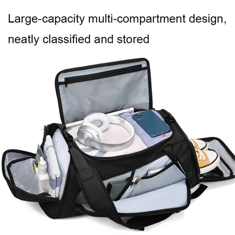 MINGLU Oxford Cloth Waterproof Luggage Duffel Bag Travel Gym Crossbody Bag Backpack - Grey