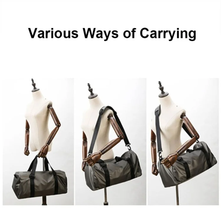 Глянцевая поверхность Oxford Cloth Sports Gym Bag Большая вместимость Водонепроницаемая сумка-тоут Сумка с ремнем через плечо - Серый