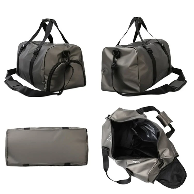 Глянцевая поверхность Oxford Cloth Sports Gym Bag Большая вместимость Водонепроницаемая сумка-тоут Сумка с ремнем через плечо - Серый
