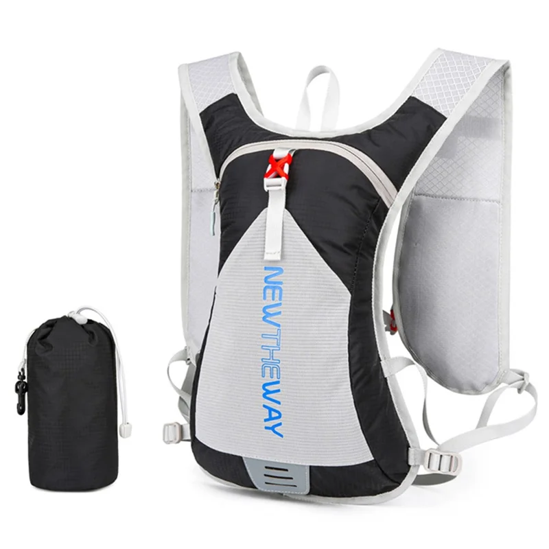 NEWTHEWAY Foldable Outdoor Sports Backpack Running Cycling Polyester Anti-splash Dual Shoulder Bag - Black