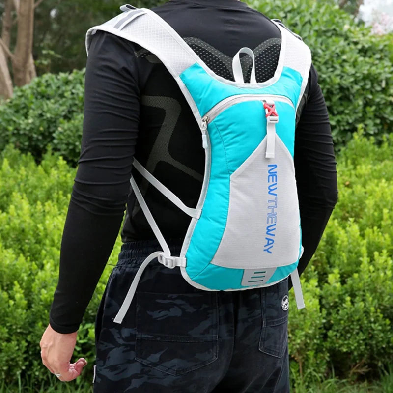 NEWTHEWAY Foldable Outdoor Sports Backpack Running Cycling Polyester Anti-splash Dual Shoulder Bag - Black