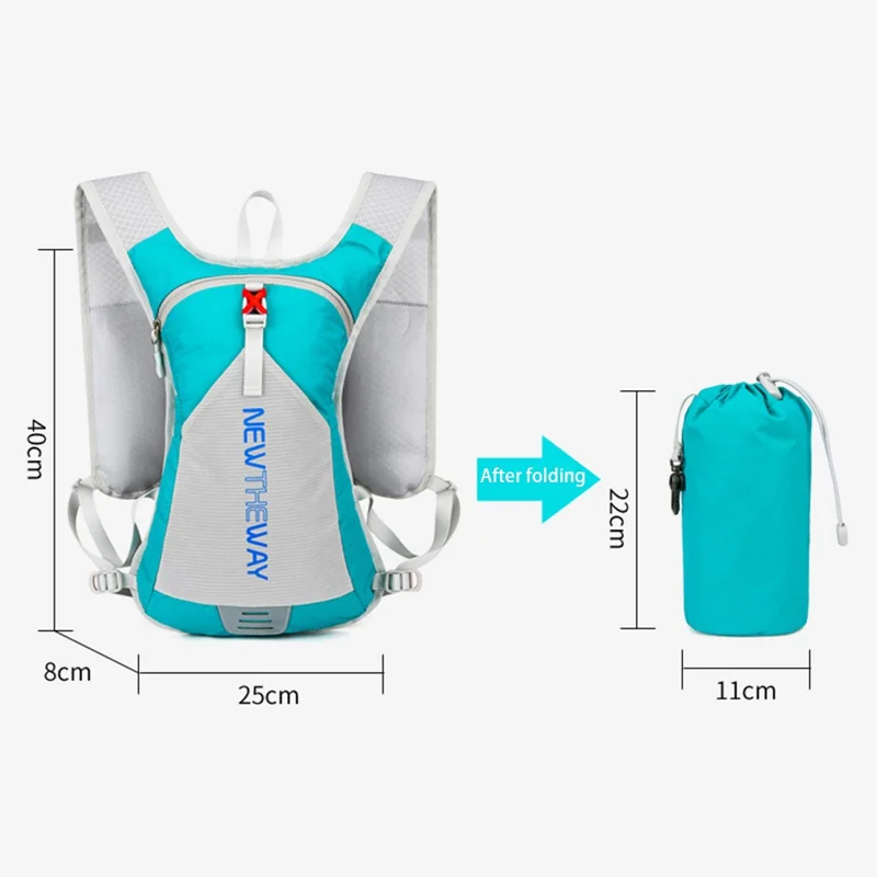 NEWTHEWAY Foldable Outdoor Sports Backpack Running Cycling Polyester Anti-splash Dual Shoulder Bag - Dark Blue