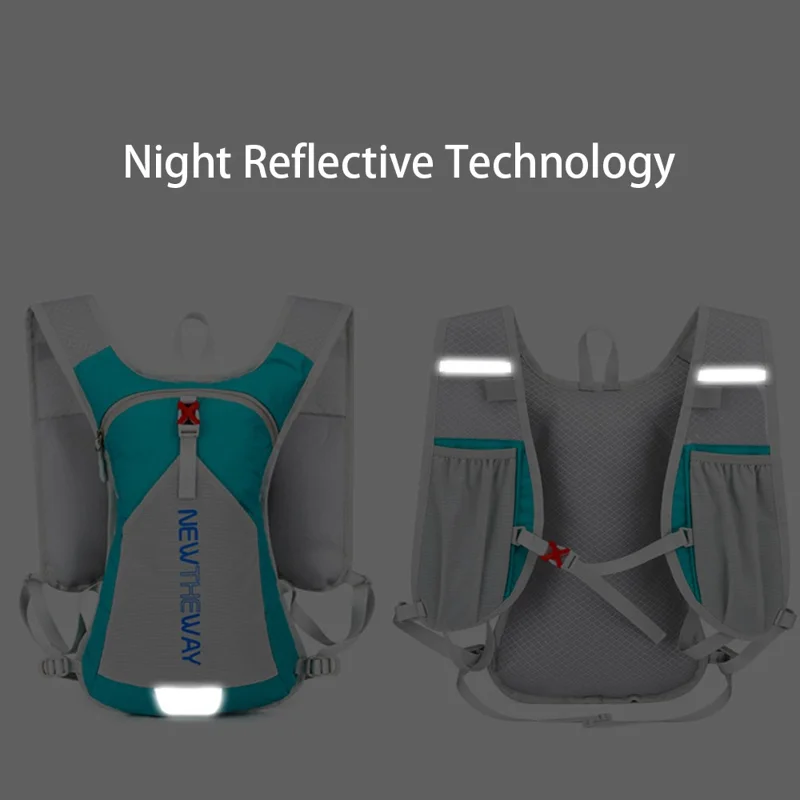 NEWTHEWAY Foldable Outdoor Sports Backpack Running Cycling Polyester Anti-splash Dual Shoulder Bag - Dark Blue