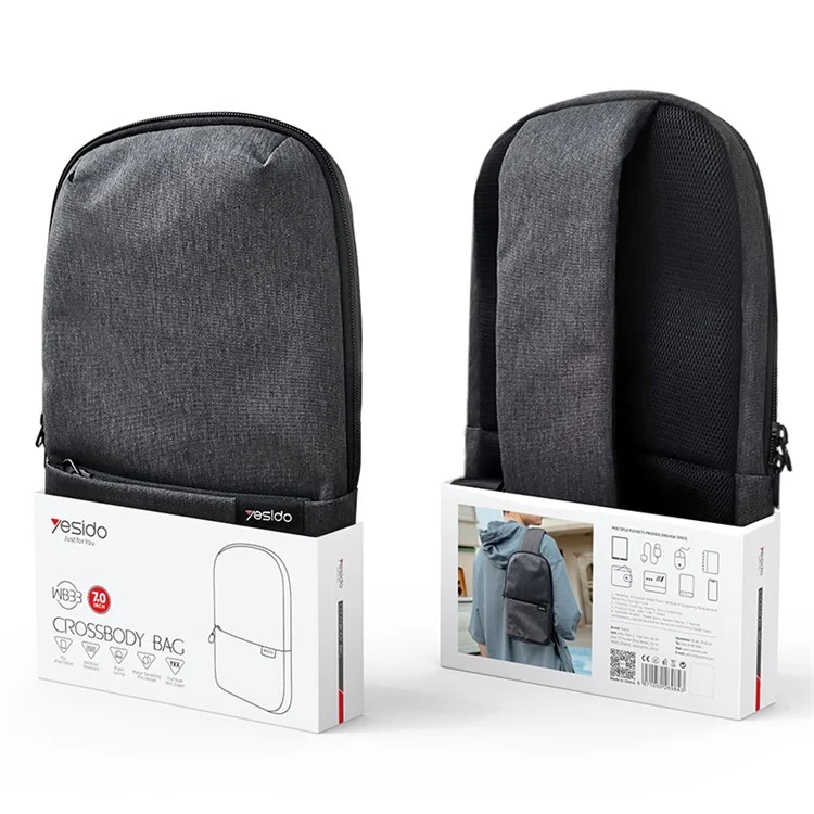 YESIDO WB33 Borsa a tracolla da uomo resistente all'acqua in poliestere per viaggio, sport, uso quotidiano