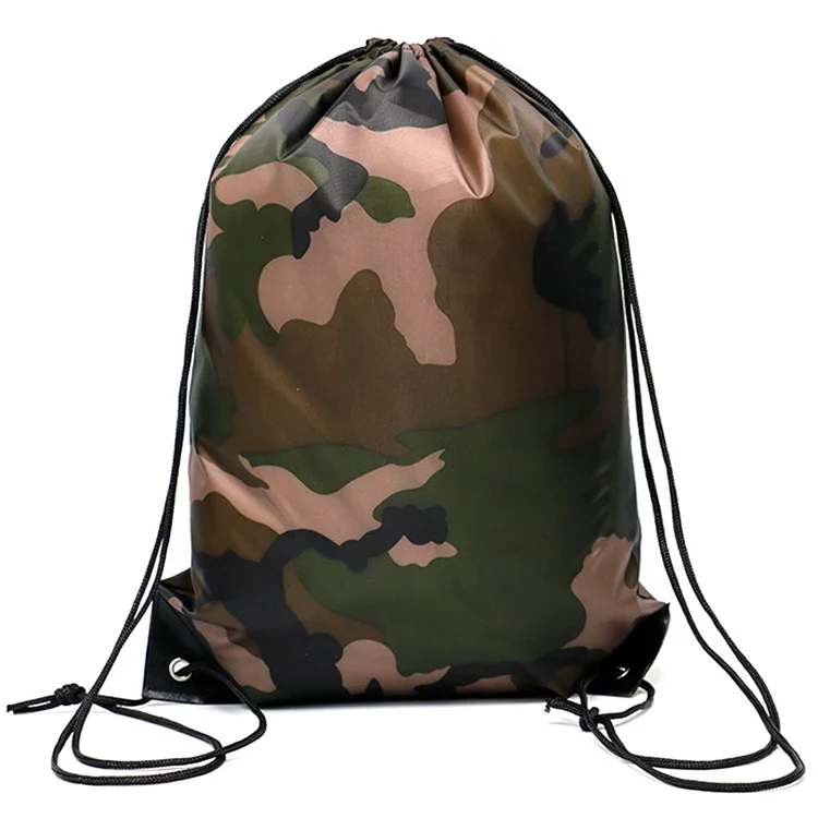 Camouflage Backpack Drawstring Bag 210D Polyester Sports Gym Bag Outdoor Camping Hiking Storage Bag Sackpack