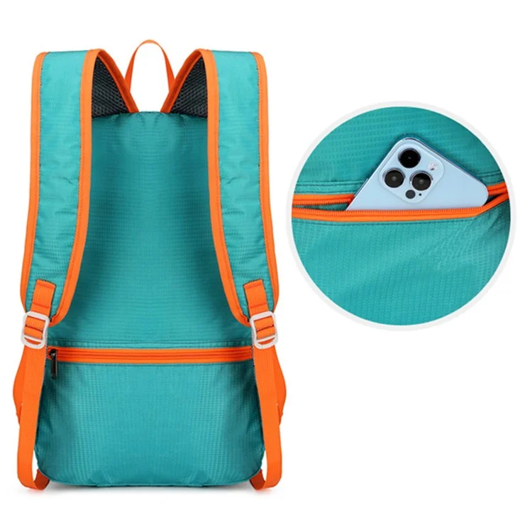 HUWAIJIANFENG 8023 Waterproof Nylon Backpack Foldable Camping Hiking Travel Rucksack Below 20L  - Green