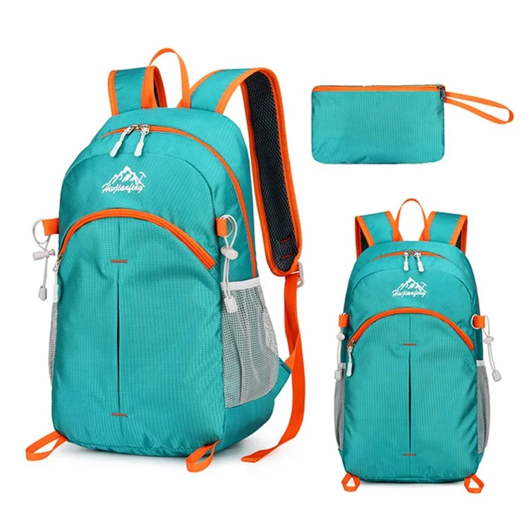 HUWAIJIANFENG 8023 Waterproof Nylon Backpack Foldable Camping Hiking Travel Rucksack Below 20L  - Green