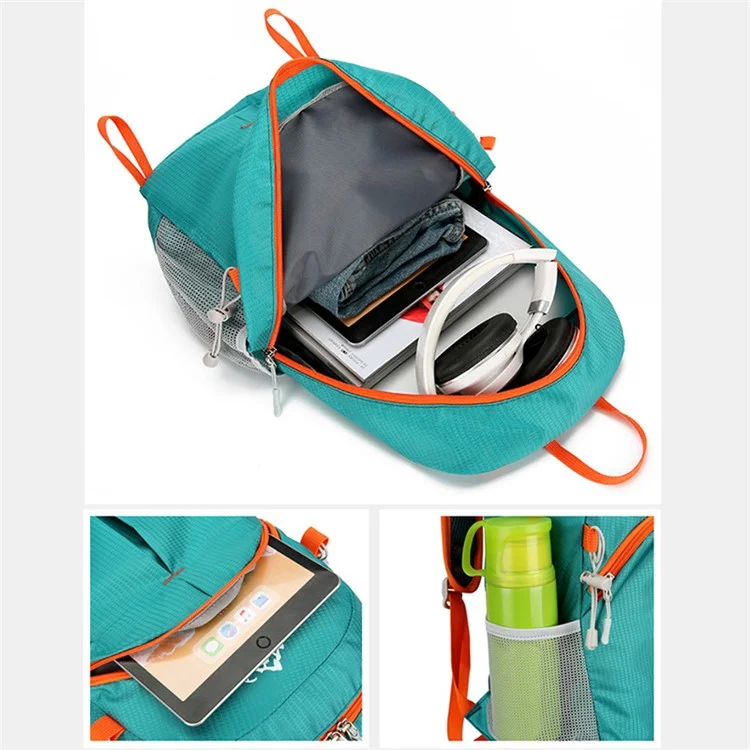 HUWAIJIANFENG 8023 Waterproof Nylon Backpack Foldable Camping Hiking Travel Rucksack Below 20L  - Green