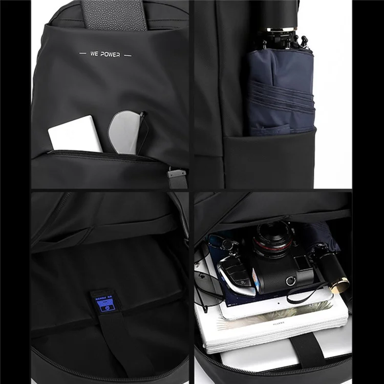 WEPOWER 1216 Waterproof Nylon Travel Backpack Men Casual Dual Shoulder Laptop Bag - Grey