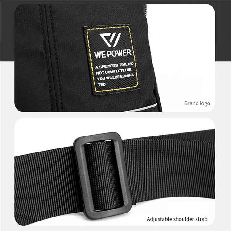WEPOWER 5808 Bolsa de Peito Impermeável de Nylon Masculina Casual de Ombro Único com Porta USB - Preto