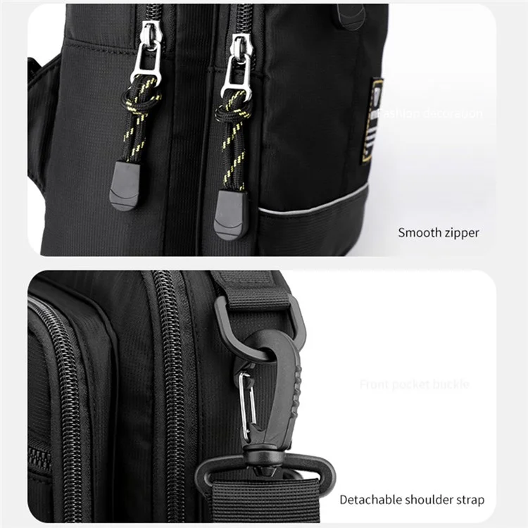 WEPOWER 5808 Bolsa de Peito Impermeável de Nylon Masculina Casual de Ombro Único com Porta USB - Preto