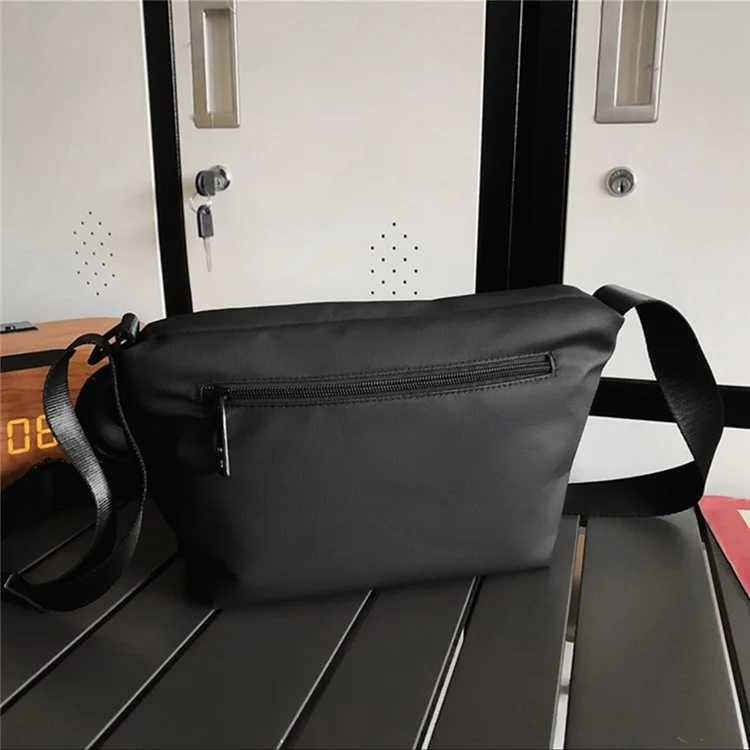 WEPOWER 850# Messenger Bag PU Leather+Nylon Shoulder Crossbody Bag Student School Daypack - Dark Blue