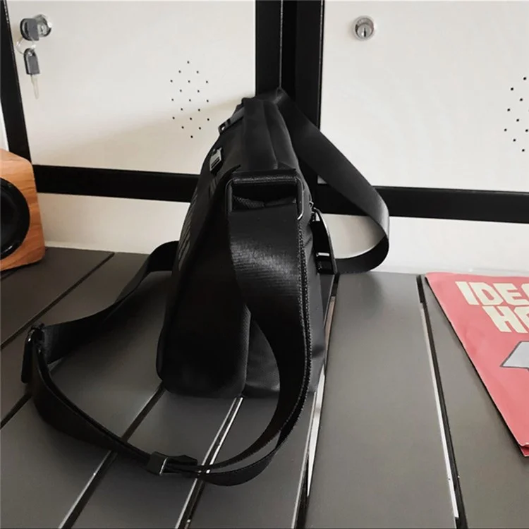 WEPOWER 850# Messenger Bag PU Leather+Nylon Shoulder Crossbody Bag Student School Daypack - Dark Blue